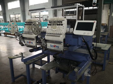 Compact Two Head Embroidery Machine For Socks Cutting System More Stable